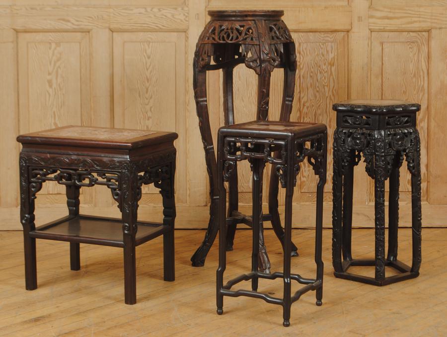 FOUR ASIAN STANDS MARBLE-INLAID TOPS (1 of 13)