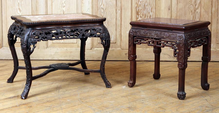 LOT OF TWO ASIAN MARBLE TOP STANDS (1 of 6)