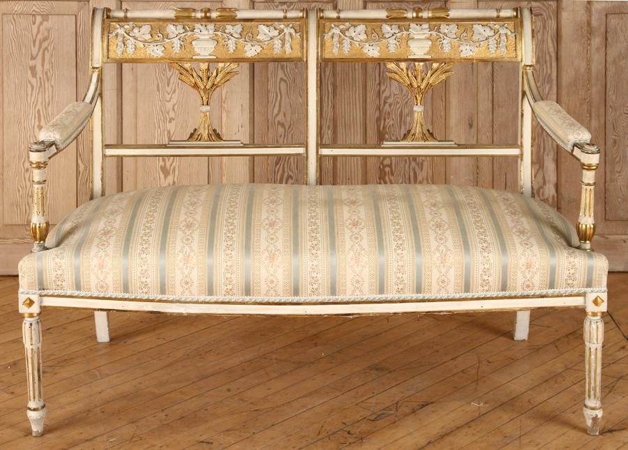 ITALIAN PAINTED GILT SETTEE LOUIS XVI STYLE (1 of 5)