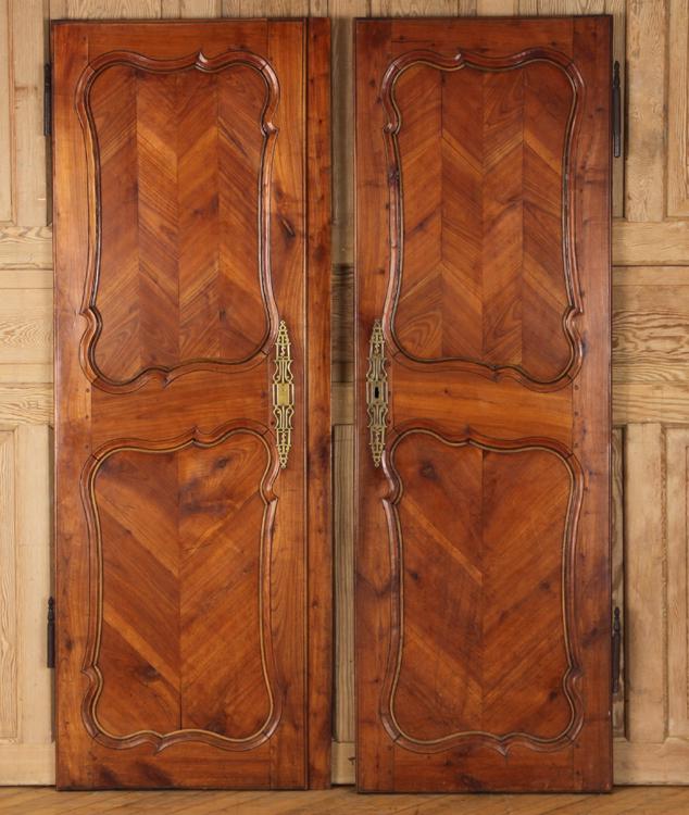 PAIR 19TH C. FRENCH CHERRY ARMOIRE DOORS CARVED (1 of 4)