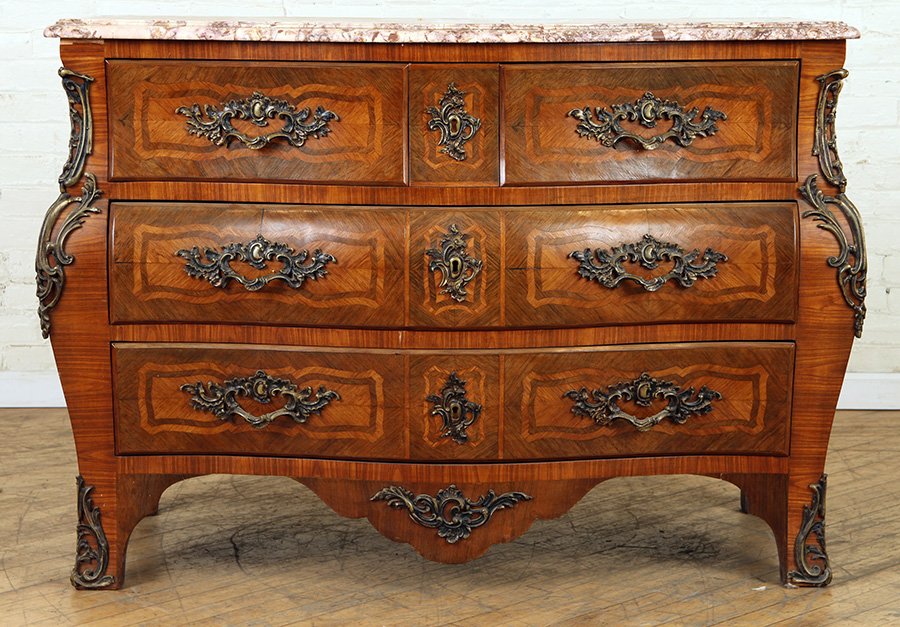 FRENCH REGENCY STYLE MARBLE TOP COMMODE C.1940 (1 of 6)