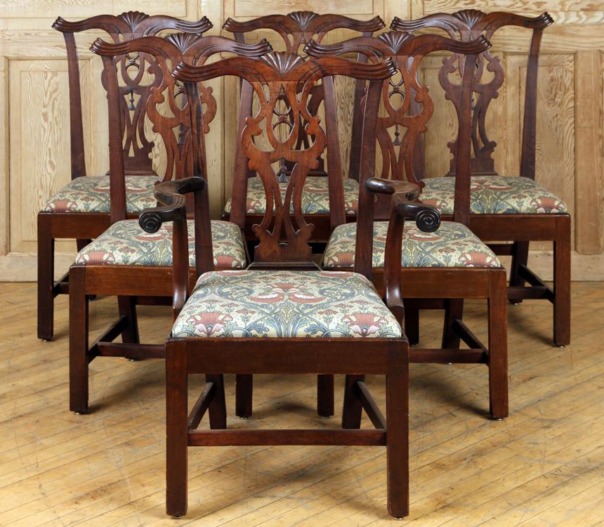 SET 6 CHIPPENDALE MAHOGANY DINING CHAIRS C.1800 (1 of 6)