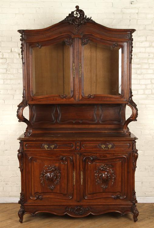 TWO PART FRENCH CARVED WALNUT SIDEBOARD C.1900 (1 of 8)
