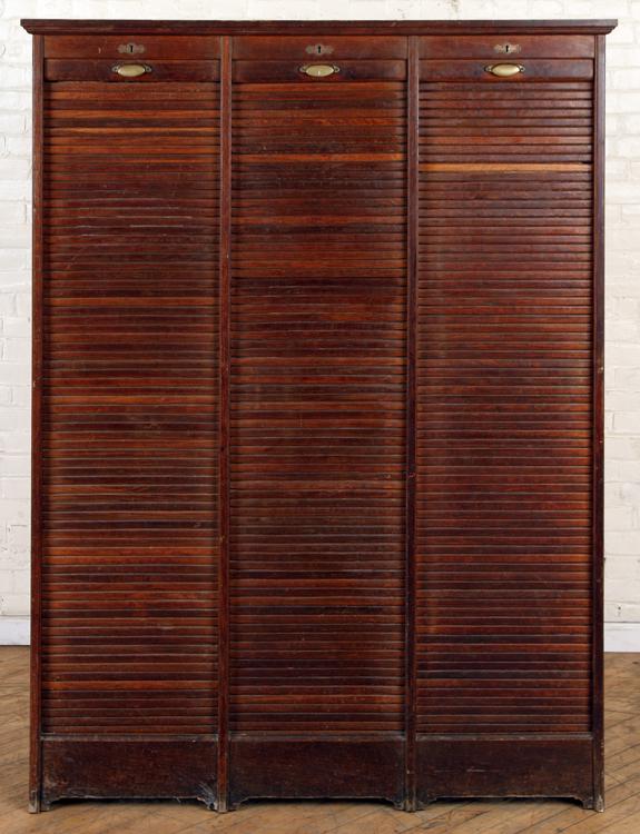 OAK TAMBOUR FILE CABINET LABELED STAR PARIS (1 of 6)