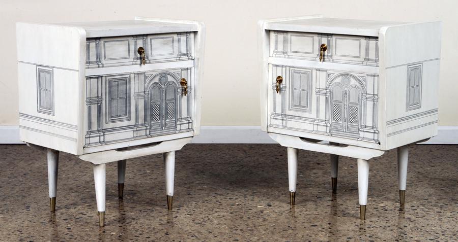 PAIR OF NIGHT STANDS IN THE MANNER OF FORNASETTI (1 of 6)