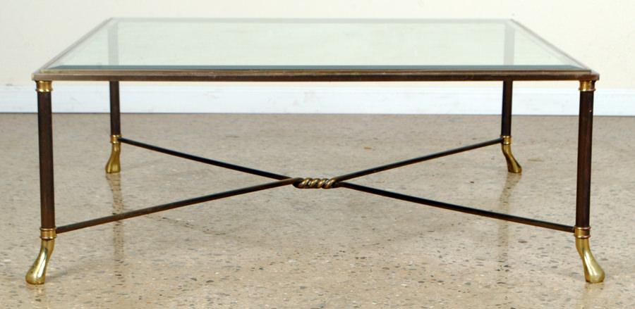 BRONZE COFFEE TABLE GLASS TOP MANNER OF JANSEN (1 of 5)