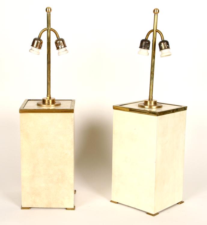 PAIR BRASS TABLE LAMPS MANNER JEAN-MICHEL FRANK (1 of 5)