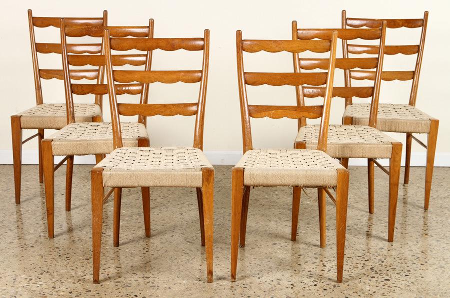 SET 6 ITALIAN OAK DINING CHAIRS ATTR. PAOLO BUFFA (1 of 5)
