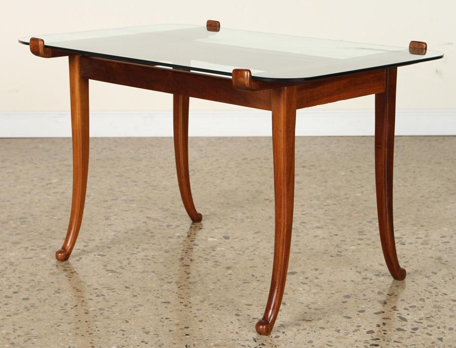 ITALIAN WALNUT COFFEE TABLE GLASS TOP C.1960 (1 of 5)