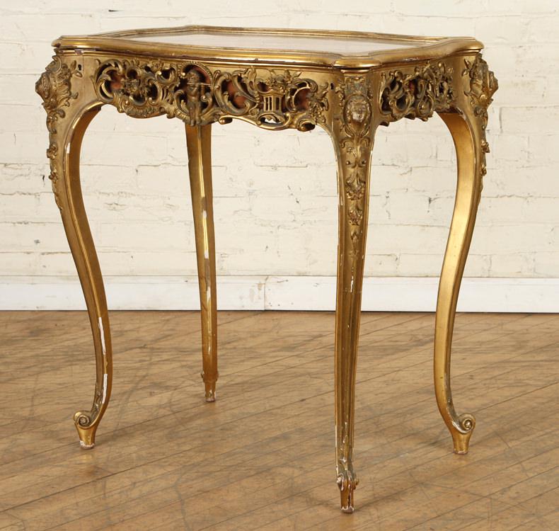 FRENCH GILT WOOD LIFT LID VITRINE CIRCA 1900 (1 of 7)