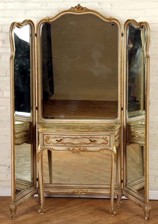 PAINTED GILT ONYX TOP VANITY/DRESSING MIRROR 1950 (1 of 6)