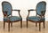 PAIR FRENCH LOUIS XVI STYLE OPEN ARM CHAIRS C1940