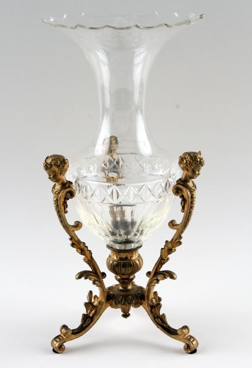 19TH CENTURY GILT BRONZE & CRYSTAL CENTERPIECE (1 of 5)