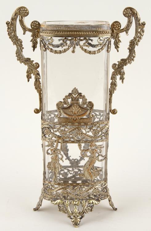 CRYSTAL BRONZE VASE DANCING MAIDENS 19TH C. (1 of 5)
