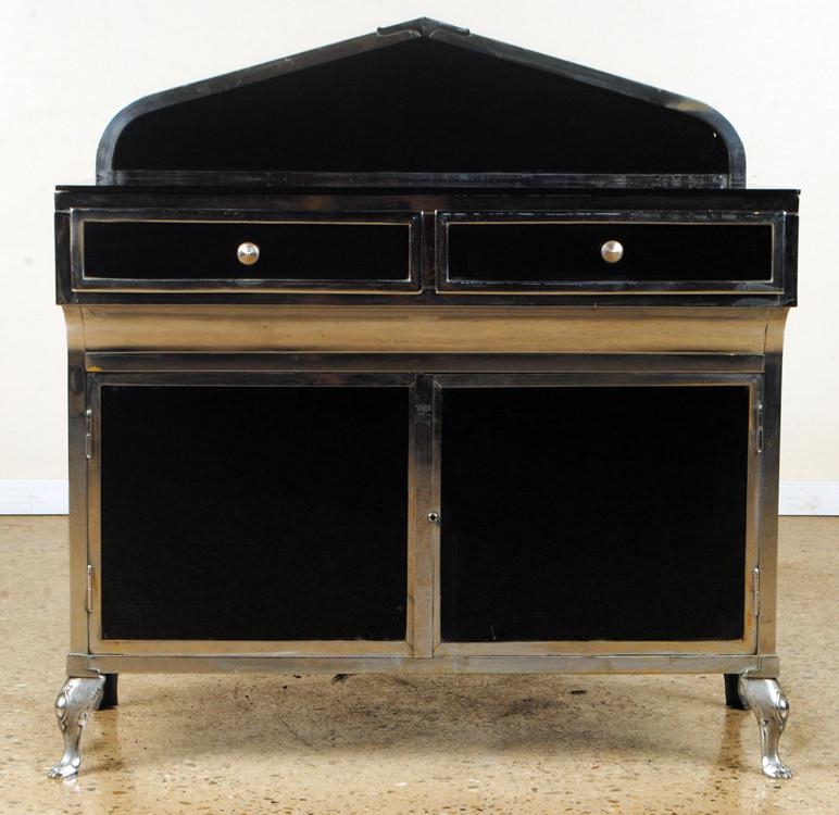 CHROME AND BLACK GLASS ART DECO MEDICAL CABINET (1 of 8)