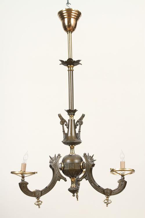 AESTHETIC PERIOD MIXED METAL GAS CHANDELIER C1870 (1 of 5)