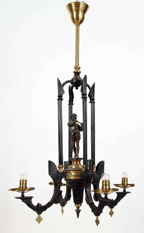 AESTHETIC PERIOD MIXED METAL GAS CHANDELIER C1870 (1 of 6)