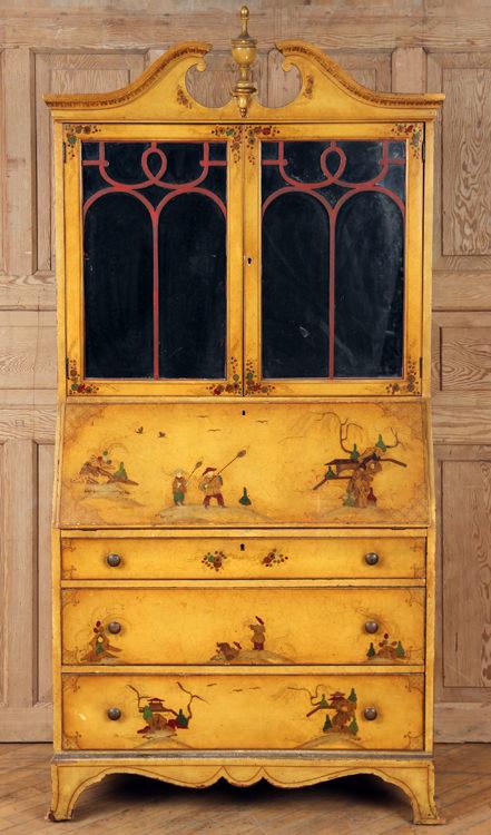 Small Painted Secretary Desk Chinoiserie Motif Nov 19 2019