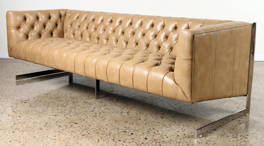 MODERN LEATHER CHROME SOFA MANNER MILO BAUGHMAN (1 of 4)