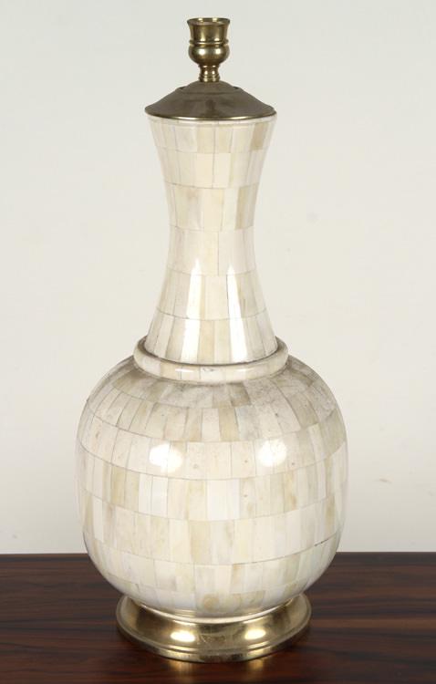 TESSELLATED SPHERE FORM TABLE LAMP BRASS TRIM (1 of 4)