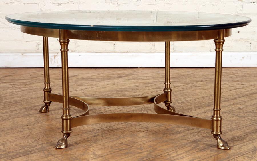 MID CENTURY MODERN BRASS AND GLASS COFFEE TABLE (1 of 4)