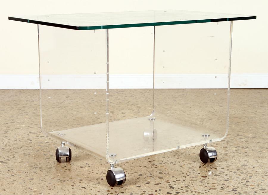 MID CENTURY MODERN LUCITE GLASS DRINKS CART C1960 (1 of 5)