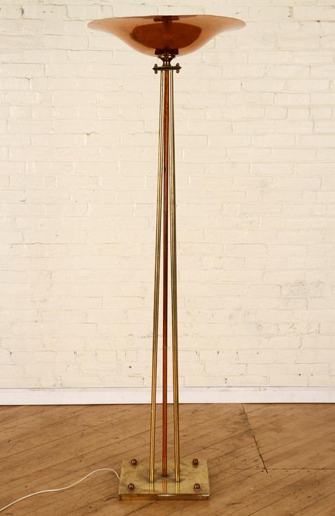 ITALIAN BRASS AND COPPER FLOOR LAMP 1930 (1 of 3)