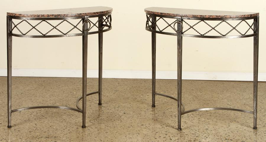 PAIR WROUGHT IRON CONSOLES MANNER RAYMOND SUBES (1 of 6)