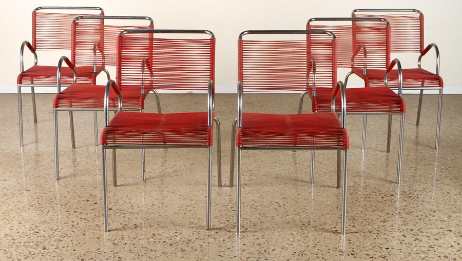 SET 6 RENE HERBST STYLE ITALIAN ARM CHAIRS C 1960 (1 of 5)