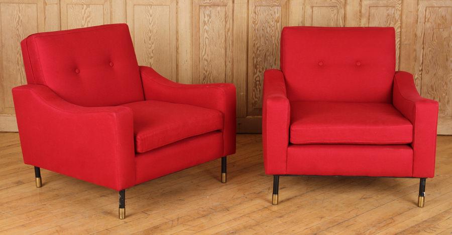 PAIR UPHOLSTERED ITALIAN CLUB CHAIRS CIRCA 1965 (1 of 5)