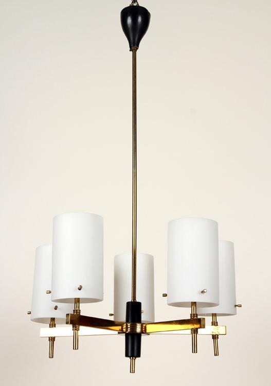 MID CENTURY MODERN BRASS METAL 5-ARM CHANDELIER (1 of 6)