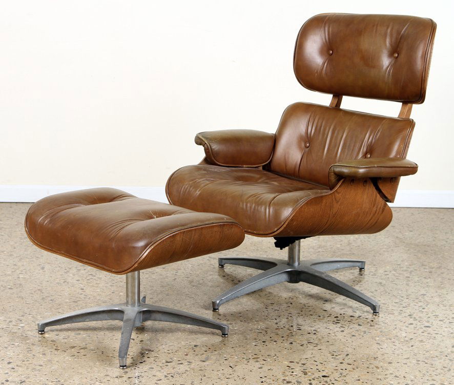 EAMES STYLE BENTWOOD LOUNGE CHAIR & OTTOMAN (1 of 7)