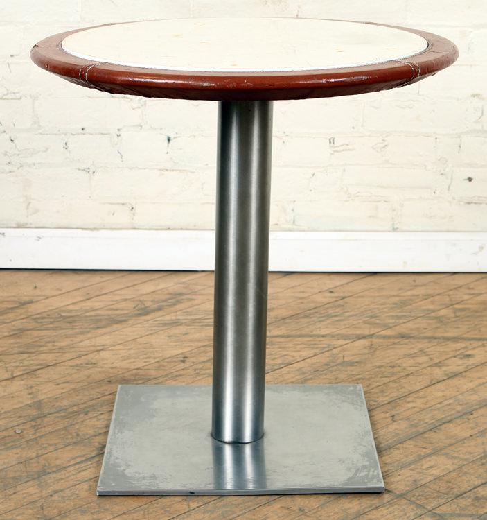 FRENCH BISTRO TABLE CIRCULAR LEATHER TOP (1 of 4)