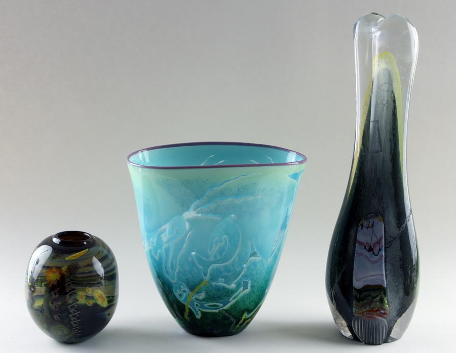 COLLECTION OF 3 SIGNED ART GLASS SCULPTURES (1 of 8)