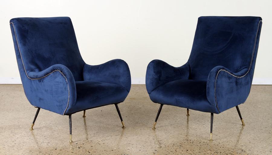 PAIR ITALIAN UPHOLSTERED CLUB CHAIRS CIRCA 1950 (1 of 8)