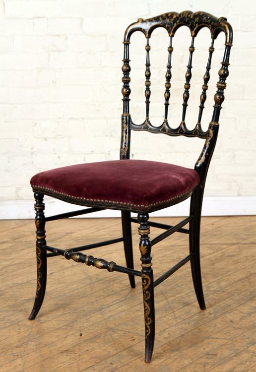 EBONIZED SPINDLE BACK FRENCH CHAIR CIRCA 1900 (1 of 5)