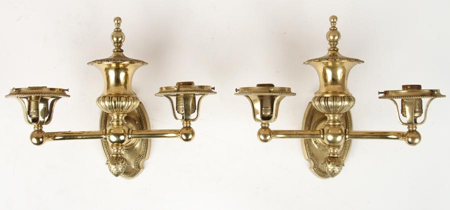 PAIR COLONIAL STYLE BRONZE SCONCES CIRCA 1890 (1 of 5)