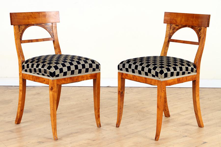 PAIR OF RESTORED 19TH C. BIEDERMEIER SIDE CHAIRS (1 of 6)