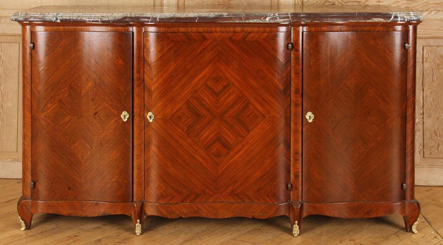 FRENCH LOUIS XV STYLE MARBLE TOP SIDEBOARD C.1940 (1 of 6)