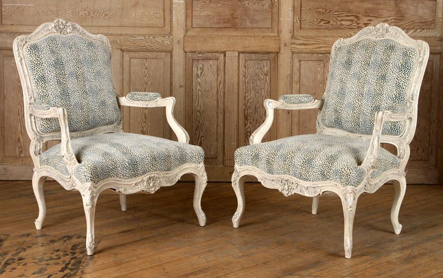CARVED PAIR FRENCH OPEN ARM CHAIRS CIRCA 1900 (1 of 6)
