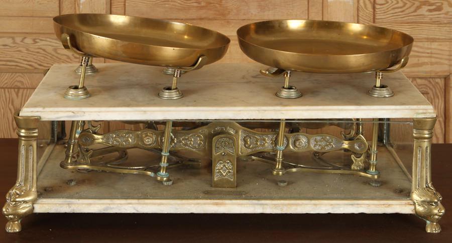 LABELED MARBLE BRASS MERCHANTS SCALE 1900 (1 of 7)