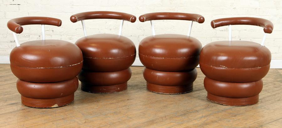 SET 4 PETITE UPHOLSTERED CAFE CHAIRS C.1970 (1 of 6)