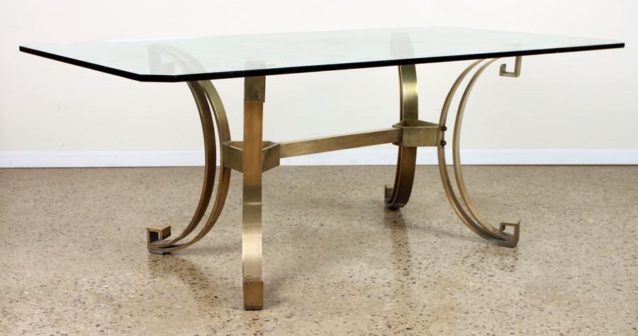STYLISH HEAVY BRONZE AND GLASS TABLE C.1970 (1 of 5)