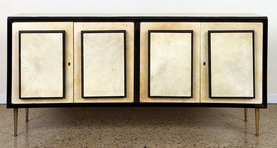 PARCHMENT COVERED CONCAVE SIDEBOARD C.1950 (1 of 7)