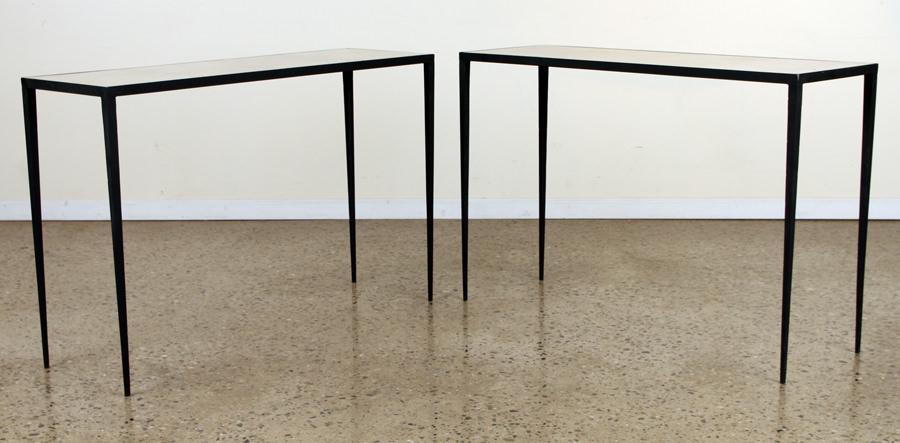 PAIR JEAN-MICHEL FRANK STYLE IRON CONSOLE TABLES (1 of 5)