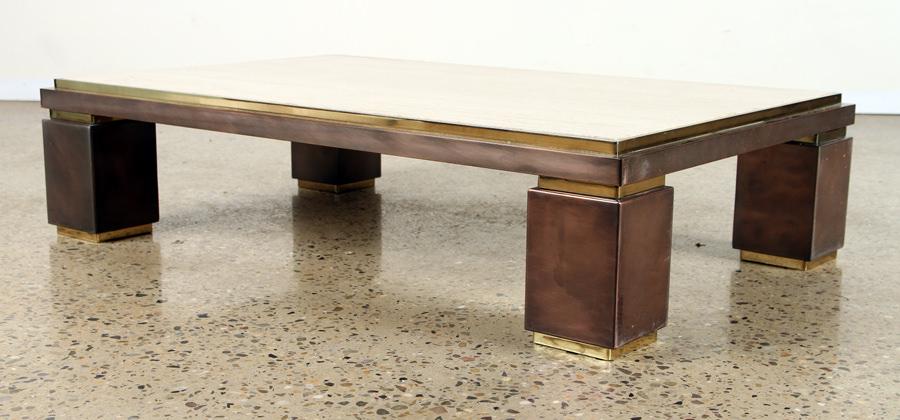 COPPER GOLD TONE METAL COFFEE TABLE BY BEIGO 1980 (1 of 4)