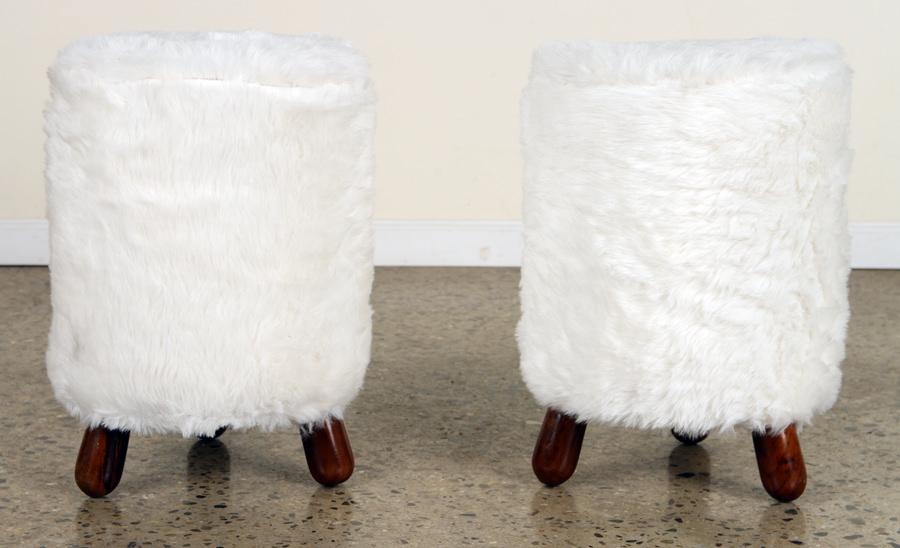PAIR UPHOLSTERED FOOT STOOLS MANNER OF JEAN ROYERE (1 of 4)