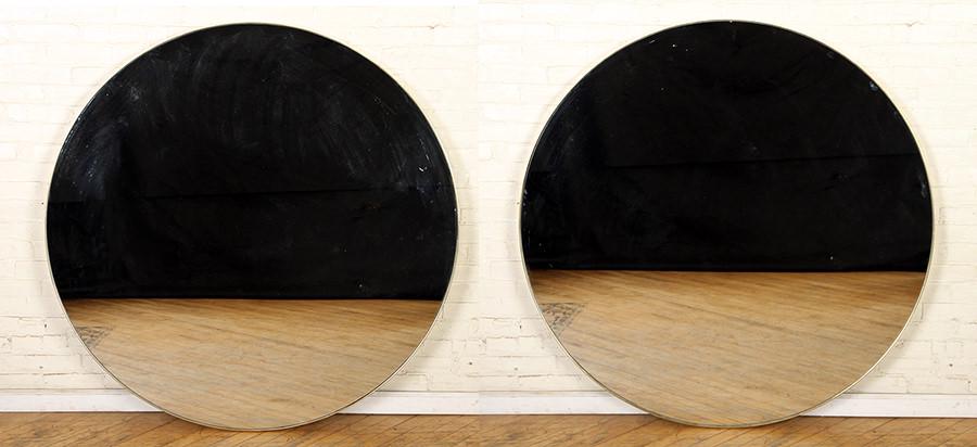 OVERSIZED PAIR ROUND ITALIAN BRASS MIRRORS (1 of 6)