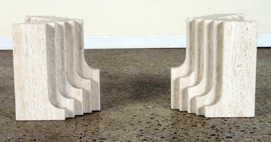 PR ITALIAN TRAVERTINE COFFEE END TABLE BASES 1960 (1 of 8)