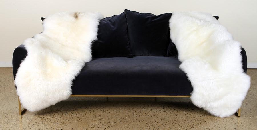 PAIR LARGE AUSTRALIAN NATURAL SHEEPSKIN RUGS (1 of 6)